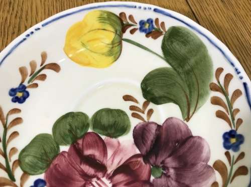 BELLE FIORI SPARE TEA SAUCER WOOD and SONS HAND PAINTED ENGLAND FLOWERS BELLE FIORE FLOWERS LARGER!