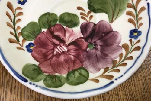 BELLE FIORI SPARE TEA SAUCER WOOD and SONS HAND PAINTED ENGLAND FLOWERS BELLE FIORE FLOWERS LARGER!