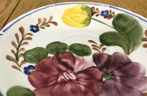 BELLE FIORI SPARE TEA SAUCER WOOD and SONS HAND PAINTED ENGLAND FLOWERS BELLE FIORE FLOWERS LARGER!