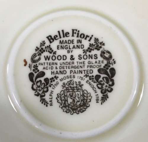 BELLE FIORI SPARE TEA SAUCER WOOD and SONS HAND PAINTED ENGLAND FLOWERS BELLE FIORE FLOWERS LARGER!