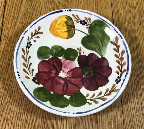BELLE FIORI SPARE TEA SAUCER WOOD and SONS HAND PAINTED ENGLAND FLOWERS BELLE FIORE FLOWERS LARGER!