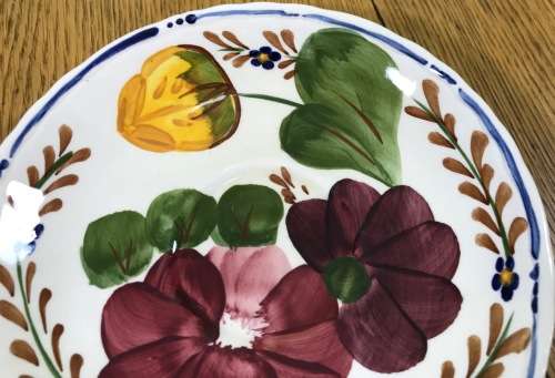BELLE FIORI SPARE TEA SAUCER WOOD and SONS HAND PAINTED ENGLAND FLOWERS BELLE FIORE FLOWERS LARGER!
