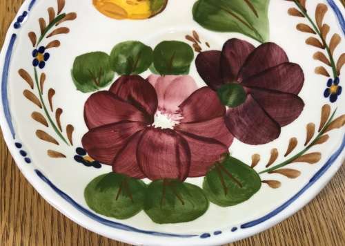 BELLE FIORI SPARE TEA SAUCER WOOD and SONS HAND PAINTED ENGLAND FLOWERS BELLE FIORE FLOWERS LARGER!