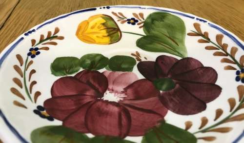 BELLE FIORI SPARE TEA SAUCER WOOD and SONS HAND PAINTED ENGLAND FLOWERS BELLE FIORE FLOWERS LARGER!