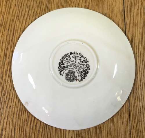 BELLE FIORI SPARE TEA SAUCER WOOD and SONS HAND PAINTED ENGLAND FLOWERS BELLE FIORE FLOWERS LARGER!