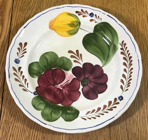 BELLE FIORI FISH ENTREE PLATE WOOD and SONS HAND PAINTED ENGLAND FLOWERS BELLE FIORE FLOWERS FLORAL.