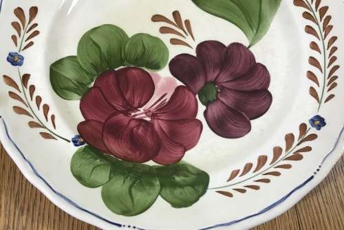 BELLE FIORI FISH ENTREE PLATE WOOD and SONS HAND PAINTED ENGLAND FLOWERS BELLE FIORE FLOWERS FLORAL.