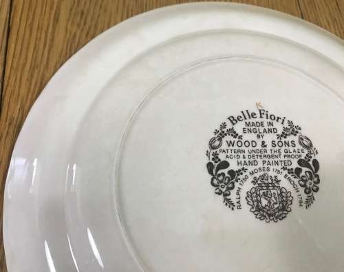 BELLE FIORI FISH ENTREE PLATE WOOD and SONS HAND PAINTED ENGLAND FLOWERS BELLE FIORE FLOWERS FLORAL.
