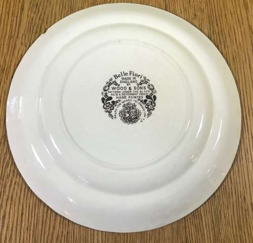 BELLE FIORI FISH ENTREE PLATE WOOD and SONS HAND PAINTED ENGLAND FLOWERS BELLE FIORE FLOWERS FLORAL.