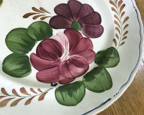 BELLE FIORI=MEAT=MAIN COURSE=DINNER PLATE=WOOD and SONS=HAND PAINTED=ENGLAND=FLOWERS=BELLE FIORE.