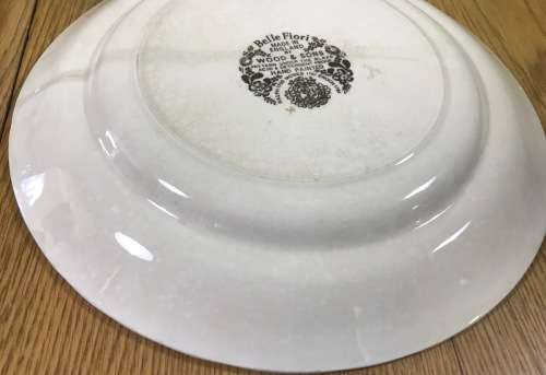 BELLE FIORI=MEAT=MAIN COURSE=DINNER PLATE=WOOD and SONS=HAND PAINTED=ENGLAND=FLOWERS=BELLE FIORE.