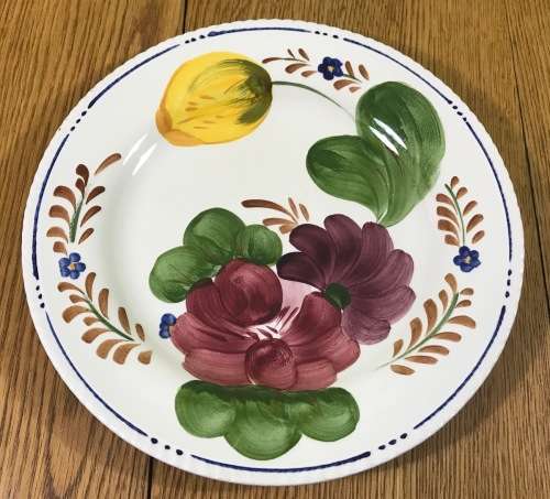 BELLE FIORI FISH ENTREE PLATE WOOD and SONS HAND PAINTED ENGLAND FLOWERS BELLE FIORE FLOWERS FLORAL.