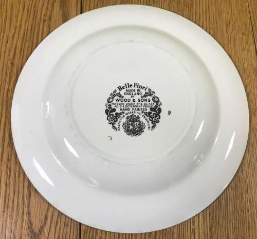 BELLE FIORI FISH ENTREE PLATE WOOD and SONS HAND PAINTED ENGLAND FLOWERS BELLE FIORE FLOWERS FLORAL.