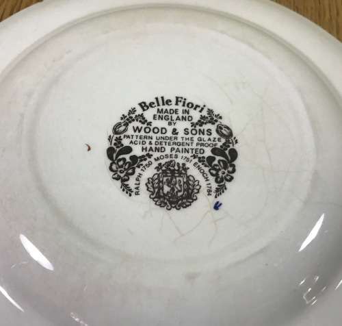 BELLE FIORI=FISH=ENTREE PLATE=WOOD and SONS=HAND PAINTED=ENGLAND=FLOWERS=BELLE FIORE=FLOWERS=FLORAL.
