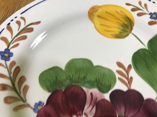 BELLE FIORI FISH ENTREE PLATE WOOD and SONS HAND PAINTED ENGLAND FLOWERS BELLE FIORE FLOWERS FLORAL.