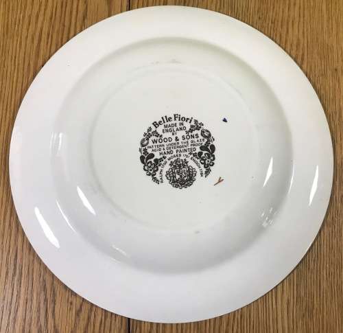 BELLE FIORI FISH ENTREE PLATE WOOD and SONS HAND PAINTED ENGLAND FLOWERS BELLE FIORE FLOWERS FLORAL.