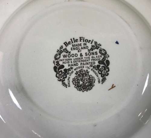 BELLE FIORI FISH ENTREE PLATE WOOD and SONS HAND PAINTED ENGLAND FLOWERS BELLE FIORE FLOWERS FLORAL.