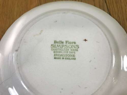 BELLE FIORE=SIDE PLATE=SIMPSONS POTTERIES=CHANTICLEER WARE=IRONSTONE=COBRIDGE=ENGLAND=FLOWERS=FLORAL