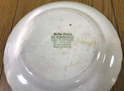 BELLE FIORE=SIDE PLATE=SIMPSONS POTTERIES=CHANTICLEER WARE=IRONSTONE=COBRIDGE=ENGLAND=FLOWERS=FLORAL
