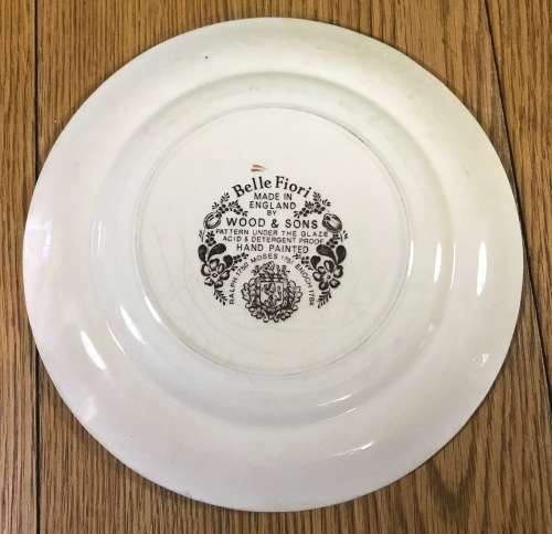 BELLE FIORI=SIDE PLATE=WOOD and SONS=HAND PAINTED=ENGLAND=FLOWERS=BELLE FIORE=FLOWERS=FLORAL.