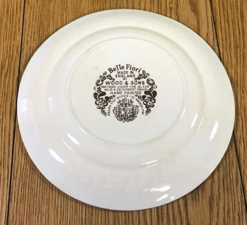 BELLE FIORI=SIDE PLATE=WOOD and SONS=HAND PAINTED=ENGLAND=FLOWERS=BELLE FIORE=FLOWERS=FLORAL.