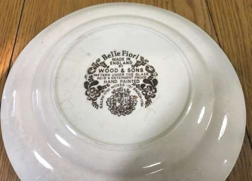 BELLE FIORI=SIDE PLATE=WOOD and SONS=HAND PAINTED=ENGLAND=FLOWERS=BELLE FIORE=FLOWERS=FLORAL.