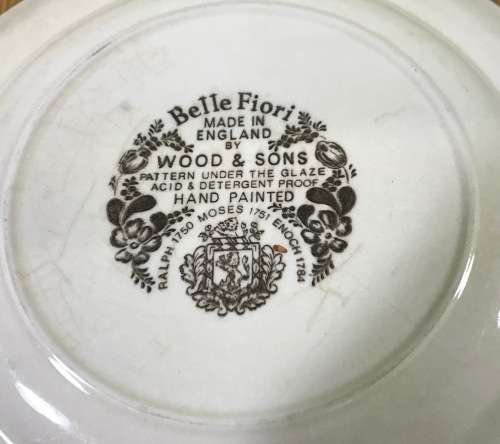 BELLE FIORI=SIDE PLATE=WOOD and SONS=HAND PAINTED=ENGLAND=FLOWERS=BELLE FIORE=FLOWERS=FLORAL.