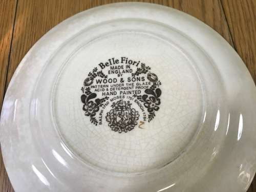 BELLE FIORI=SIDE PLATE=WOOD and SONS=HAND PAINTED=ENGLAND=FLOWERS=BELLE FIORE=FLOWERS=FLORAL.