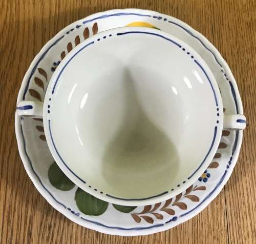 BELLE FIORI SOUP BOUILLONS + UNDER PLATES x 6 WOOD and SONS HAND PAINTED ENGLAND FLOWERS BELLE FIORE