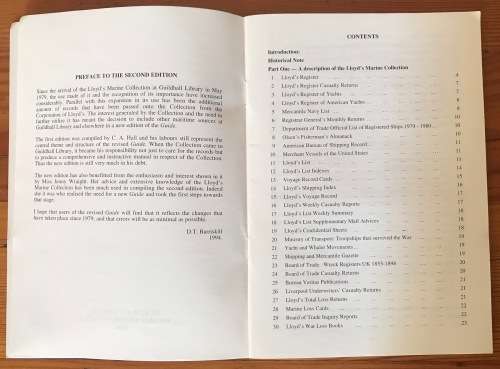 A GUIDE TO THE LLOYD`S MARINE COLLECTION and RELATED MARINE SOURCES AT GUILDHALL LIBRARYBARRISKILL.