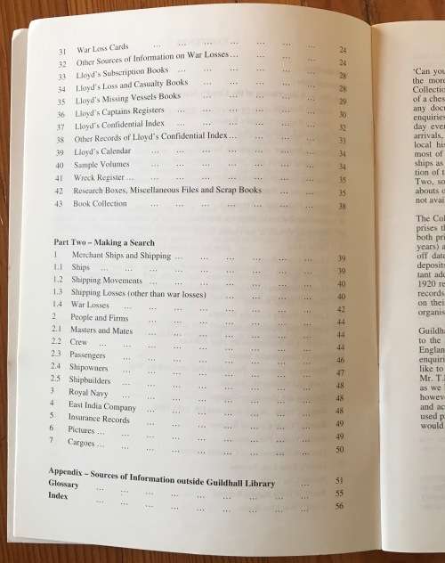 A GUIDE TO THE LLOYD`S MARINE COLLECTION and RELATED MARINE SOURCES AT GUILDHALL LIBRARYBARRISKILL.