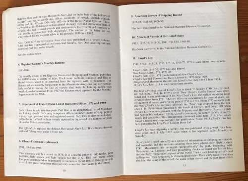 A GUIDE TO THE LLOYD`S MARINE COLLECTION and RELATED MARINE SOURCES AT GUILDHALL LIBRARYBARRISKILL.