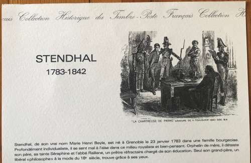 FRANCE STENDHAL 1783-1843 GRENOBLE PHILATELIC DOCUMENT 12.11.1983 LIMITED EDITION.