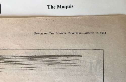 NEWSPAPER page PUNCH or the LONDON CHARIVARI 16 AUGUST 1944 WORLD WAR 2 THE BRETON ONION-MAN MAQUIS.