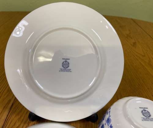 MINTON TEA TRIO x 1=ENGLAND=SHALIMAR PATTERN=BLUE and WHITE=FINE BONE CHINA=LIMITED EDITION=1974.