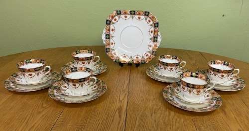 DORIC CHINA TEA TRIO`S x 6 CAKE PLATE SANDON PATTERN LONGTON ENGLAND 1926-35 Read notes.....