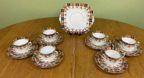 DORIC CHINA TEA TRIO`S x 6 CAKE PLATE SANDON PATTERN LONGTON ENGLAND 1926-35 Read notes.....