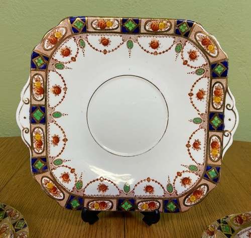 DORIC CHINA TEA TRIO`S x 6 CAKE PLATE SANDON PATTERN LONGTON ENGLAND 1926-35 Read notes.....