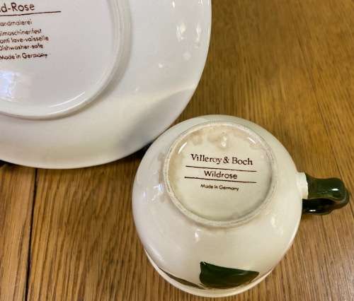 VILLEROY and BOCH=GERMANY=TEA CUP + SAUCER=WILD ROSE pattern=BEAUTIFUL!!!!=please read notes........