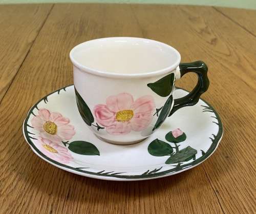 VILLEROY and BOCH=GERMANY=TEA CUP + SAUCER=WILD ROSE pattern=BEAUTIFUL!!!!=please read notes........