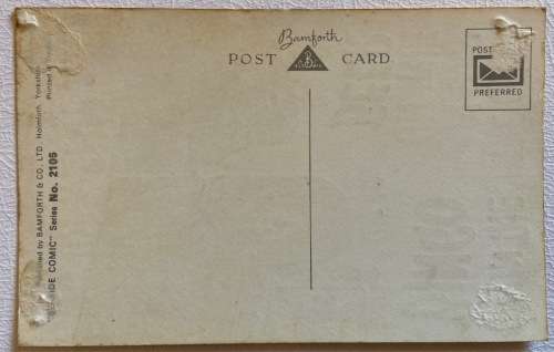 POSTCARD BAMFORTH COMIC SERIES HOLMFIRTH YORKSHIRE ENGLAND No. 2105 HUMOROUS BEER BINGO BAR.