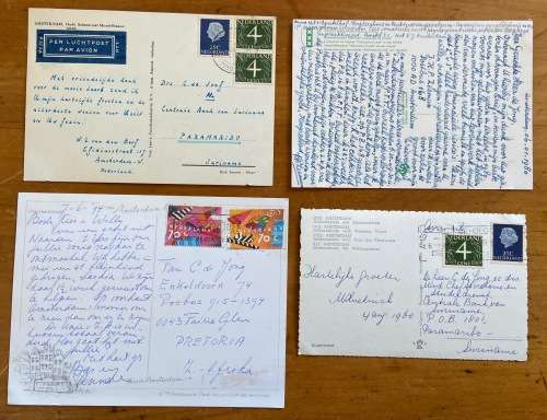 POSTCARDS x 4 POST CARDS AMSTERDAM NETHERLANDS BOATS TUGS BARGES 1959 1966 1980 1994 ROBINSON CRUSOE