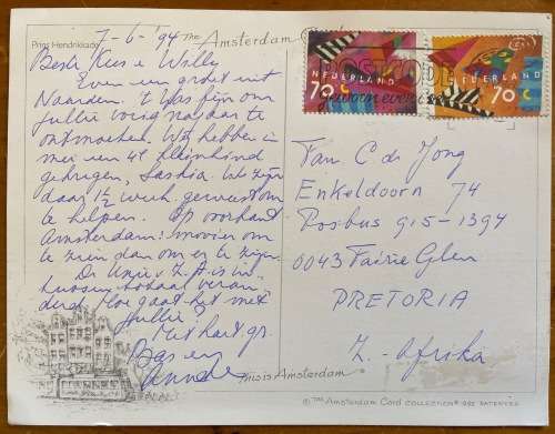 POSTCARDS x 4 POST CARDS AMSTERDAM NETHERLANDS BOATS TUGS BARGES 1959 1966 1980 1994 ROBINSON CRUSOE