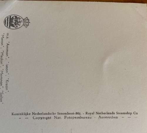 POSTCARD POST CARD ROYAL NETHERLANDS STEAMSHIP Co. m.s.JASON AMMON KREON MARON SHIP SAILING SHIPPING