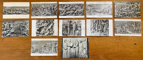 POSTCARDS x 12=SOUTH AFRICA=PRETORIA=VOORTREKKER MONUMENT=PANELS 1,2,5,7,11,12,13,16,19,20,21,25,26.