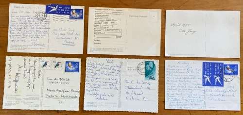 POSTCARDS x 6 SOUTH AFRICA CAPE TOWN CAMPS BAY PENINSULA CAPE POINT KALK BAY HARBOUR CRUISE SHIPS.