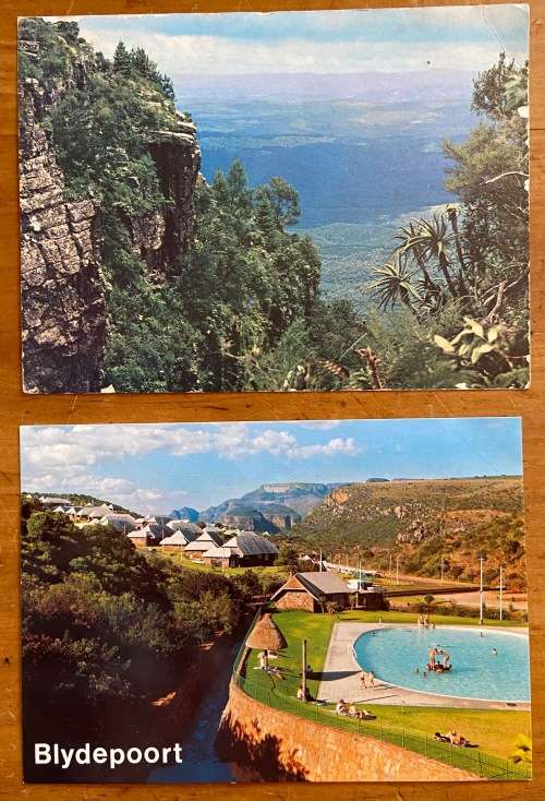 POSTCARDS x 2 SOUTH AFRICA BLYDERIVIERSPOORT BLYDE RIVER POORT EASTERN TRANSVAAL PARADISE VIEW.
