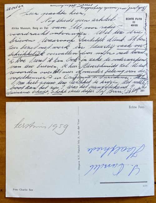 POSTCARDS x 2 POST CARDS AFRIKA MUSEUM BERG EN DAL DUTCH CARD FOREST DWELLER AFRICANS INDONESIANS...