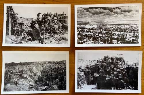 POSTCARDS x 4 PHOTOGRAPHS BLACK + WHITE KIMBERLEY MINE MUSEUM E7,9,12,201874/5 CLAIMS STEAM WASHING