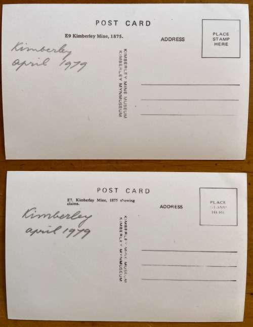 POSTCARDS x 4 PHOTOGRAPHS BLACK + WHITE KIMBERLEY MINE MUSEUM E7,9,12,201874/5 CLAIMS STEAM WASHING